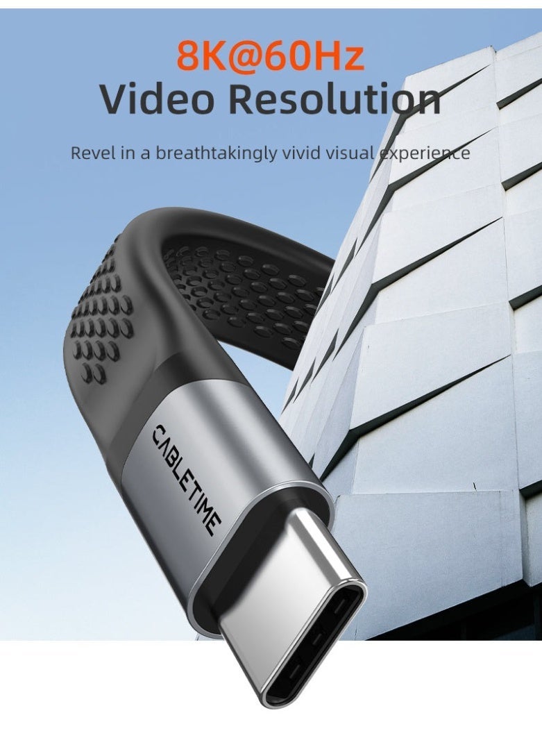 كابل تايم كابل USB 4 قصير ومسطح من النوع C بسرعة 40 جيجابت في الثانية وقدرة 240 واط ودقة 8K@60Hz | 0.13 متر - Image 4